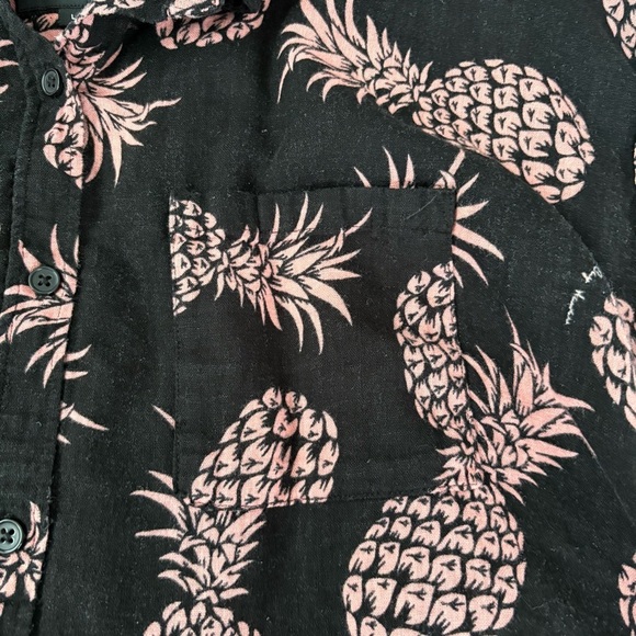 Rails LARGE Linen Blend Button Front Shirt Pink Pineapple Print Whitney Pinya - Picture 6 of 9